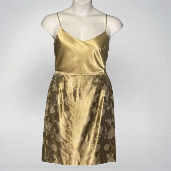 Vintage 90s Kay Unger NY Silk Skirt Suit Size 14 3pc Set Champagne Gold Brocade - Picture 3 of 13